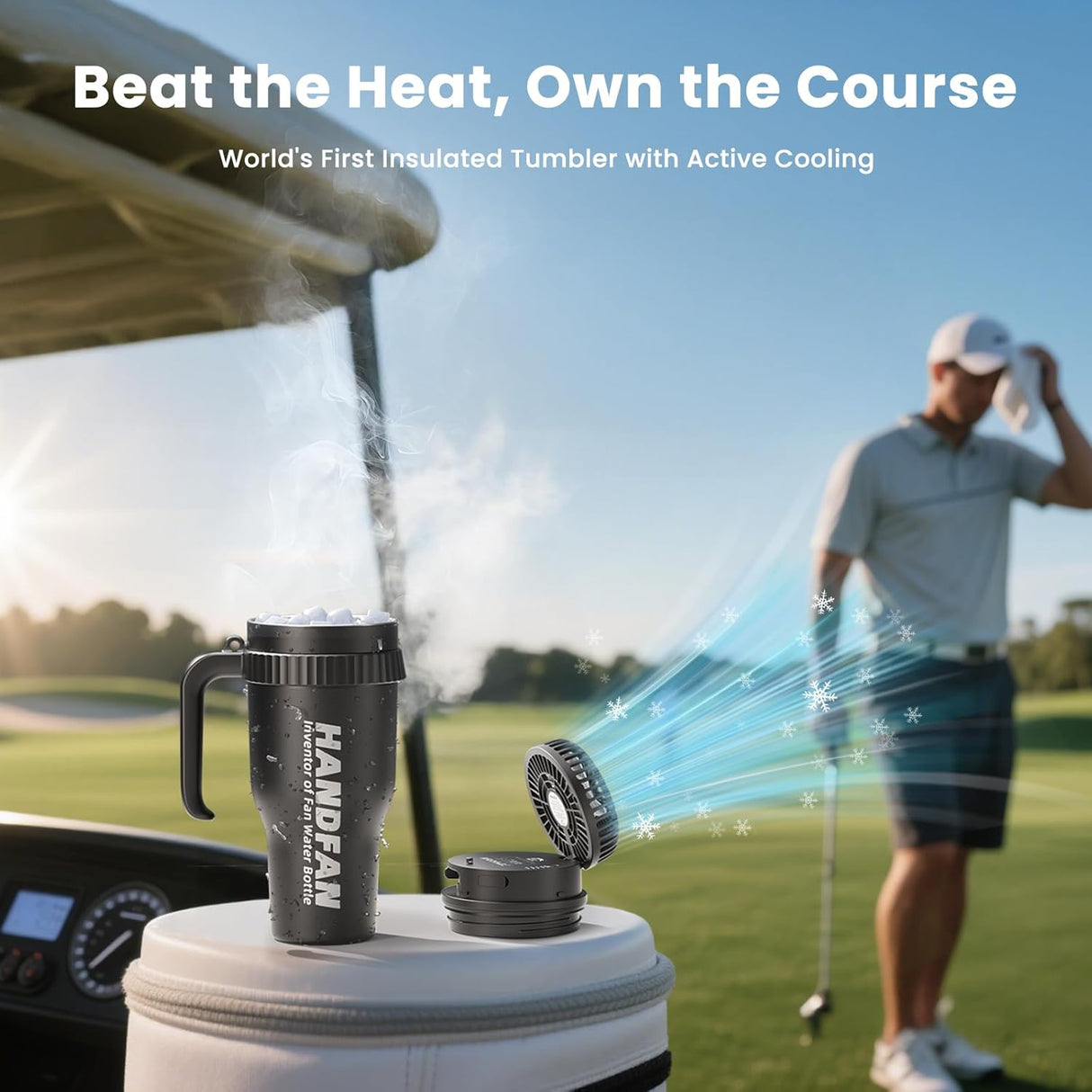 3-in-1 Insulated Sport & Gym Water Bottle with Portable Hand Fan M440 by HandFan | Water Bottle | SASKA Trading