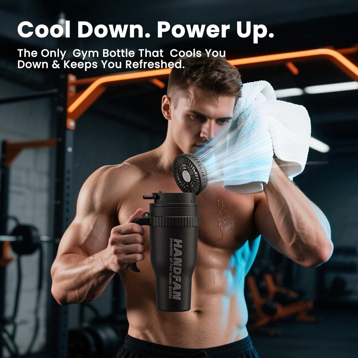 3-in-1 Insulated Sport & Gym Water Bottle with Portable Hand Fan M440 by HandFan | Water Bottle | SASKA Trading