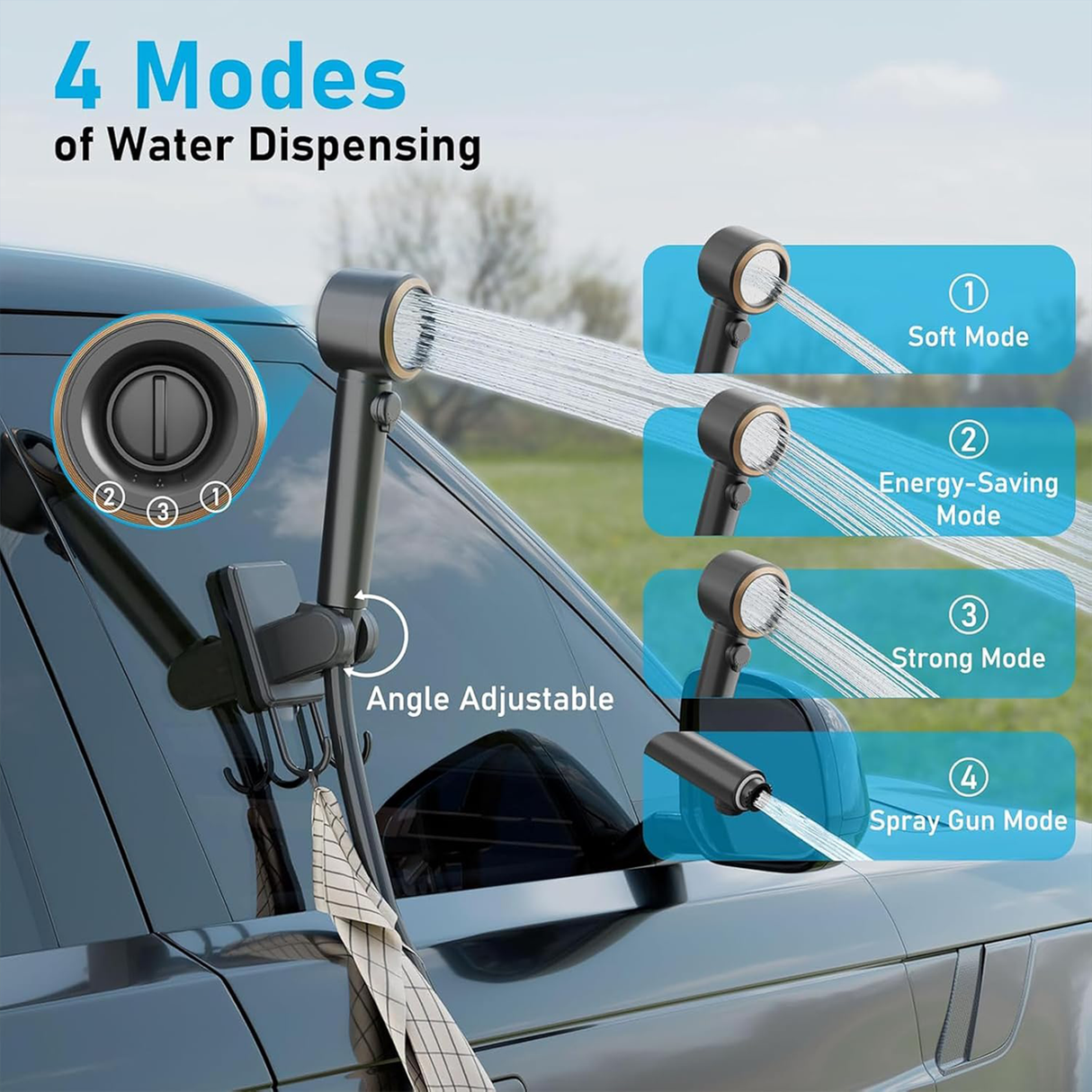 Intelligent Digital Display Camping Shower – Portable Outdoor Shower by Green Lion