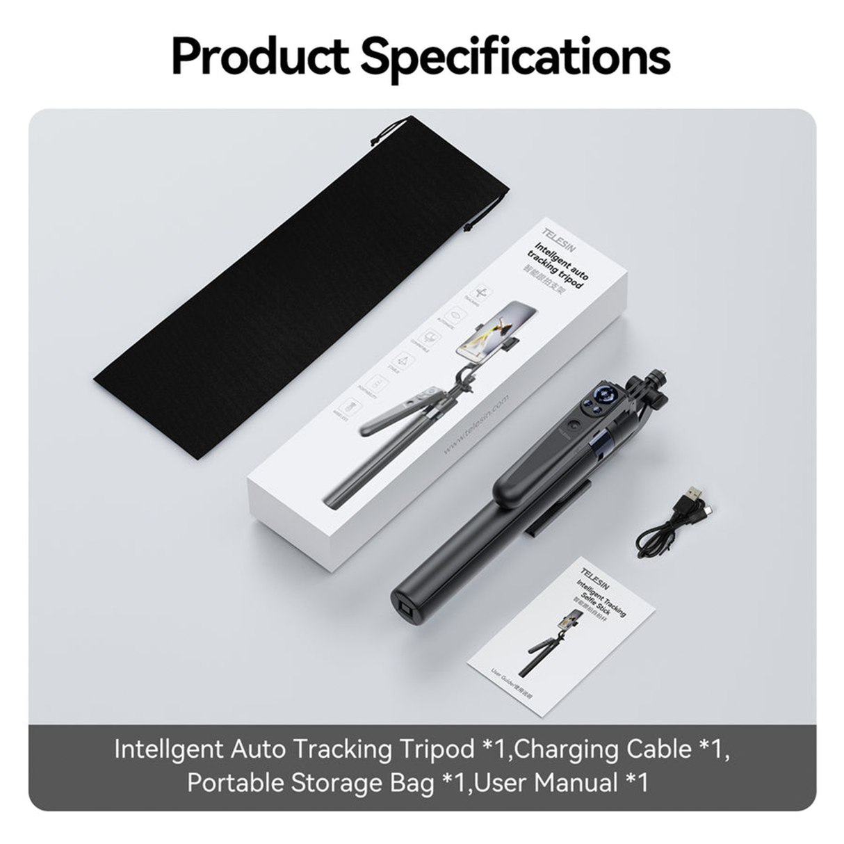 Intelligent Auto Tracking Tripod P3-MS-01 by TELESIN | Phone Stand | SASKA Trading