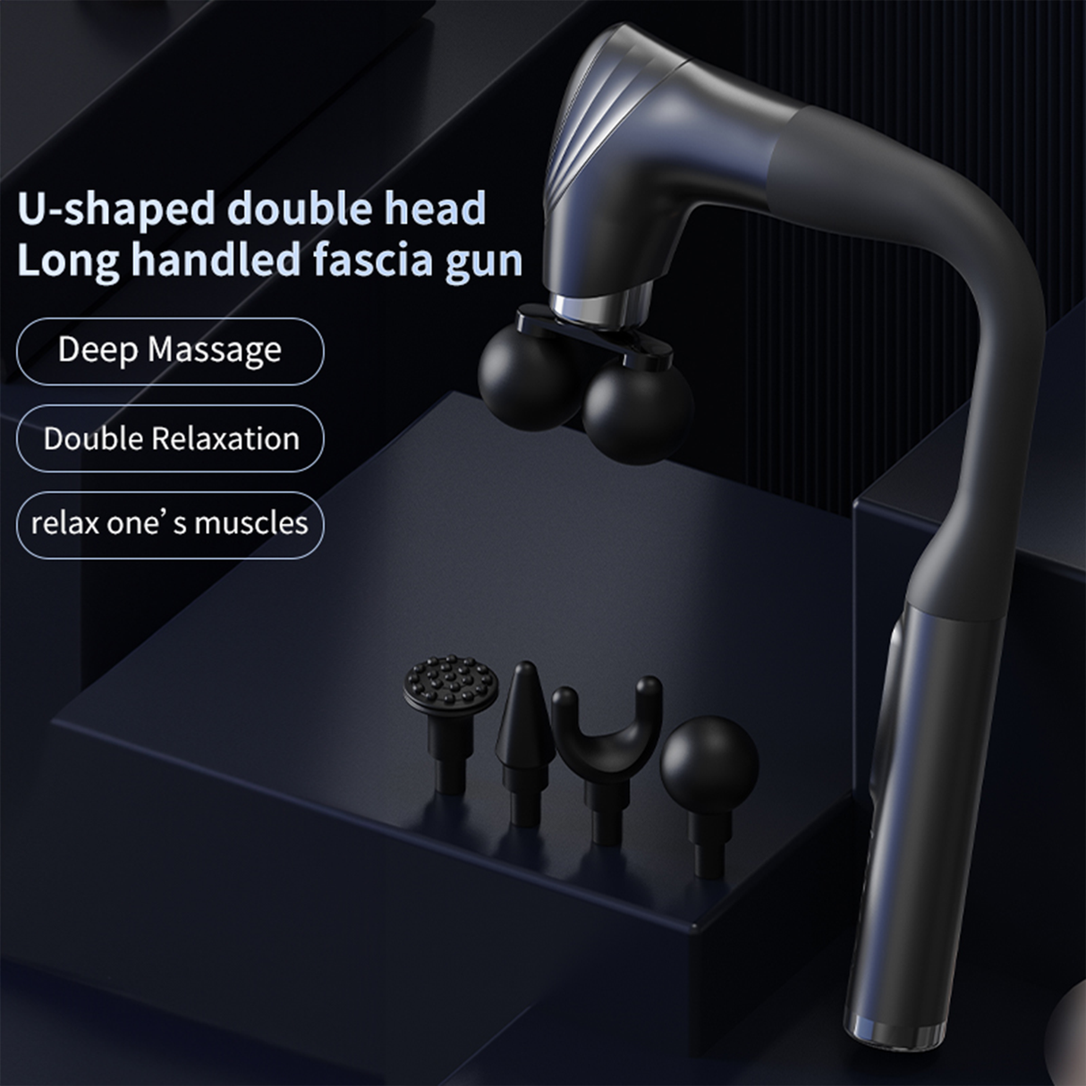 J-Shape Massage Gun with 5 Heads | Handheld Massage Gun | SASKA Trading