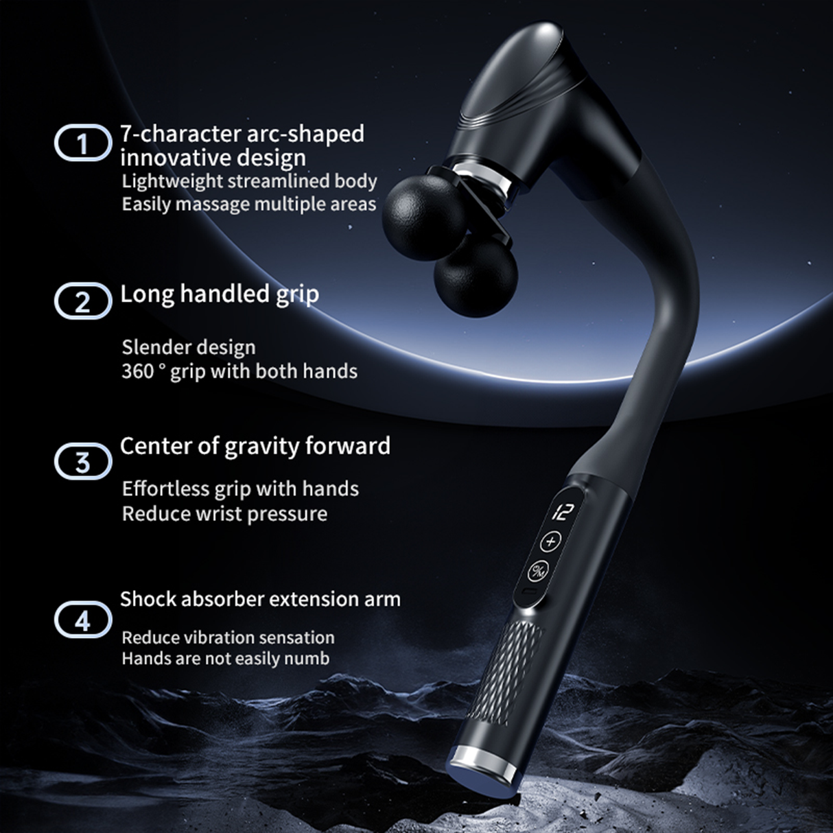 J-Shape Massage Gun with 5 Heads | Handheld Massage Gun | SASKA Trading