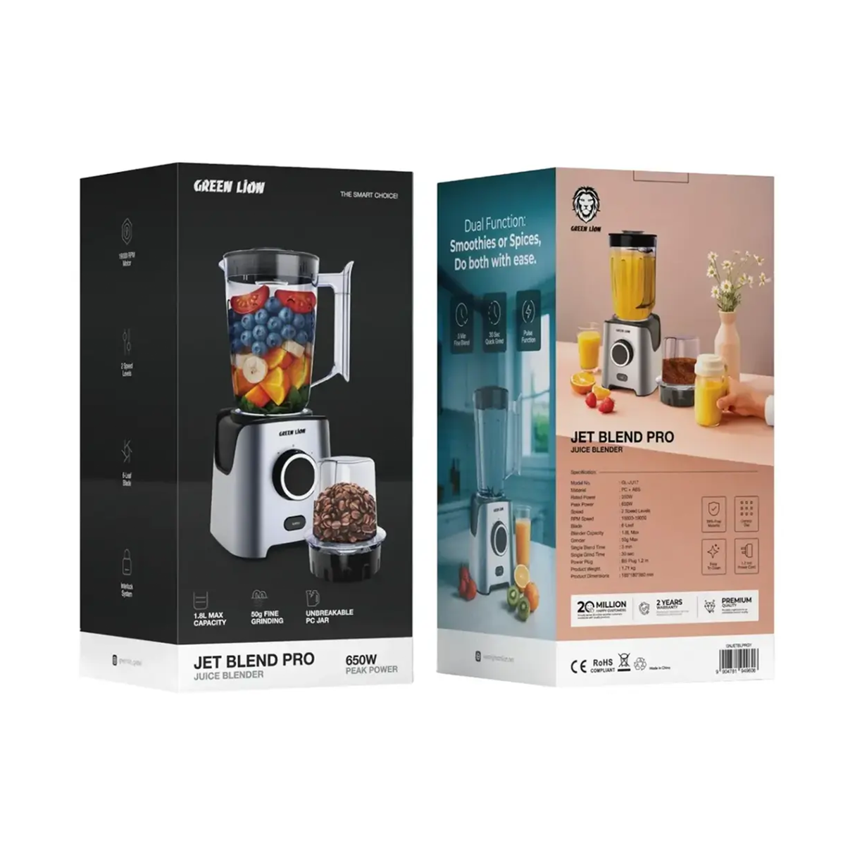 Jet Blend Pro 650W Juice Blender – High-Speed Smoothie Mixer by Green Lion