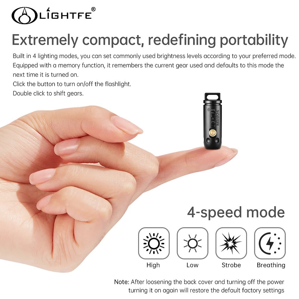 Keychain Flashlight Mini04 Ultra-Compact, LED Torch 4 Modes, IPX7 Waterproof Pocket, EDC Light for Camping Hiking