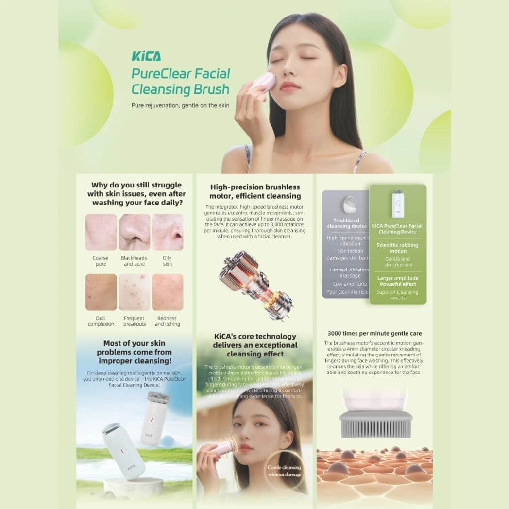 PureClear Facial Cleansing Brush KiCAPFCB by Kica | Skin Care Device | SASKA Trading