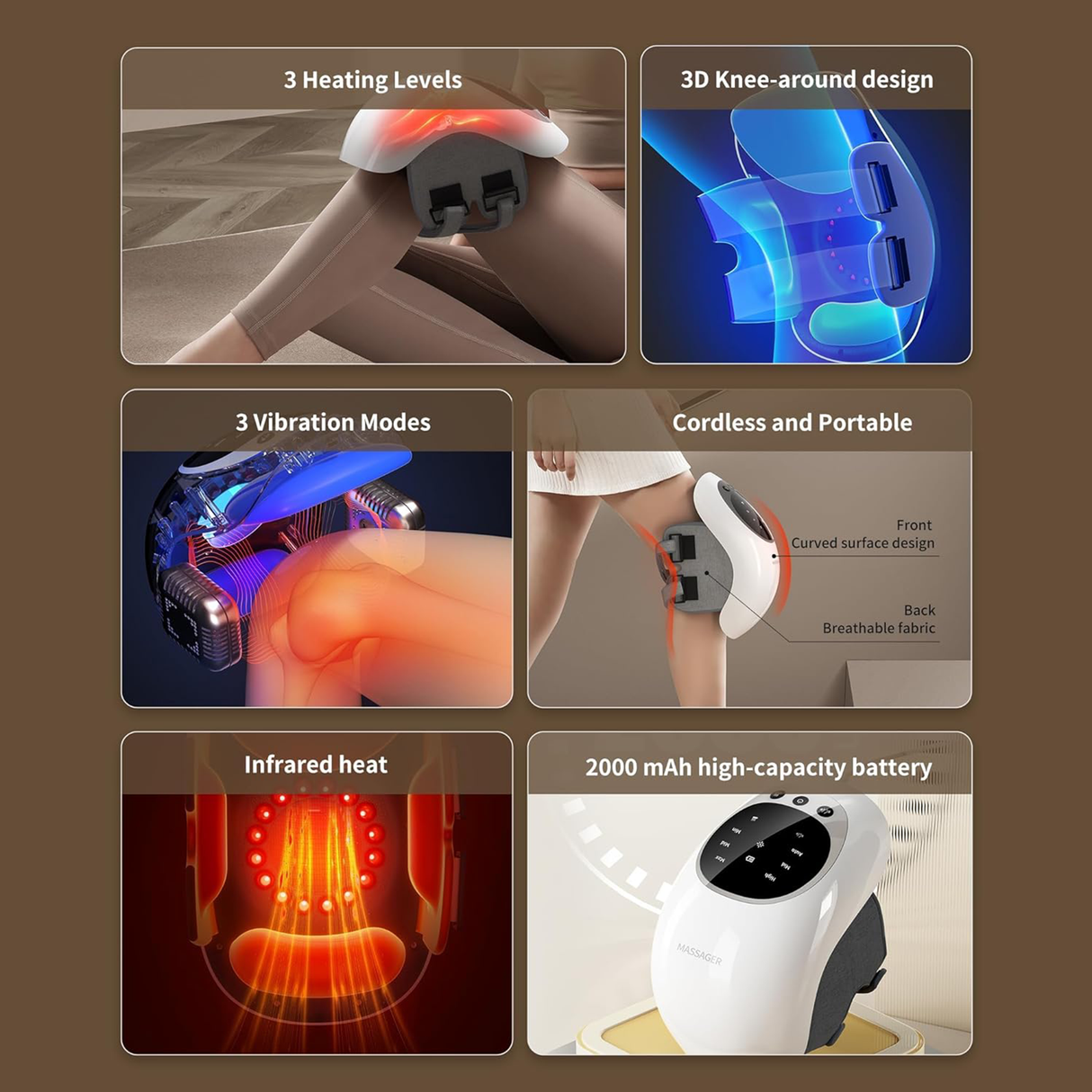 Knee Massager with Infrared Heat & Vibration | Knee Massager | SASKA Trading