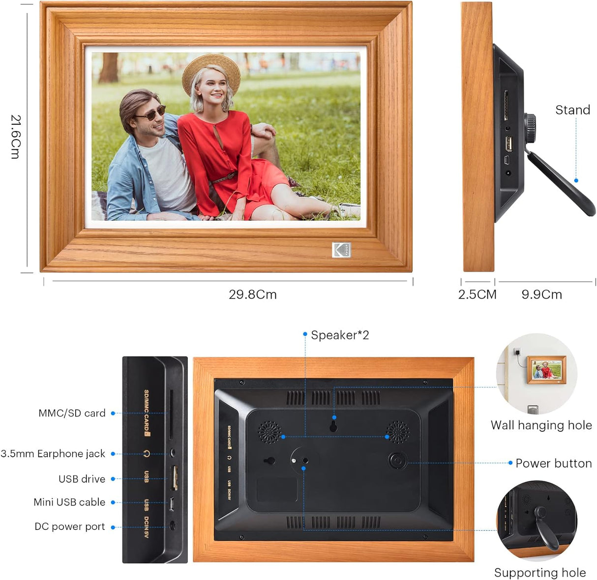 FHD Digital Photo Frame Touch Screen with Wi-Fi Enabled by KODAK | Digital Photo Frame | SASKA Trading