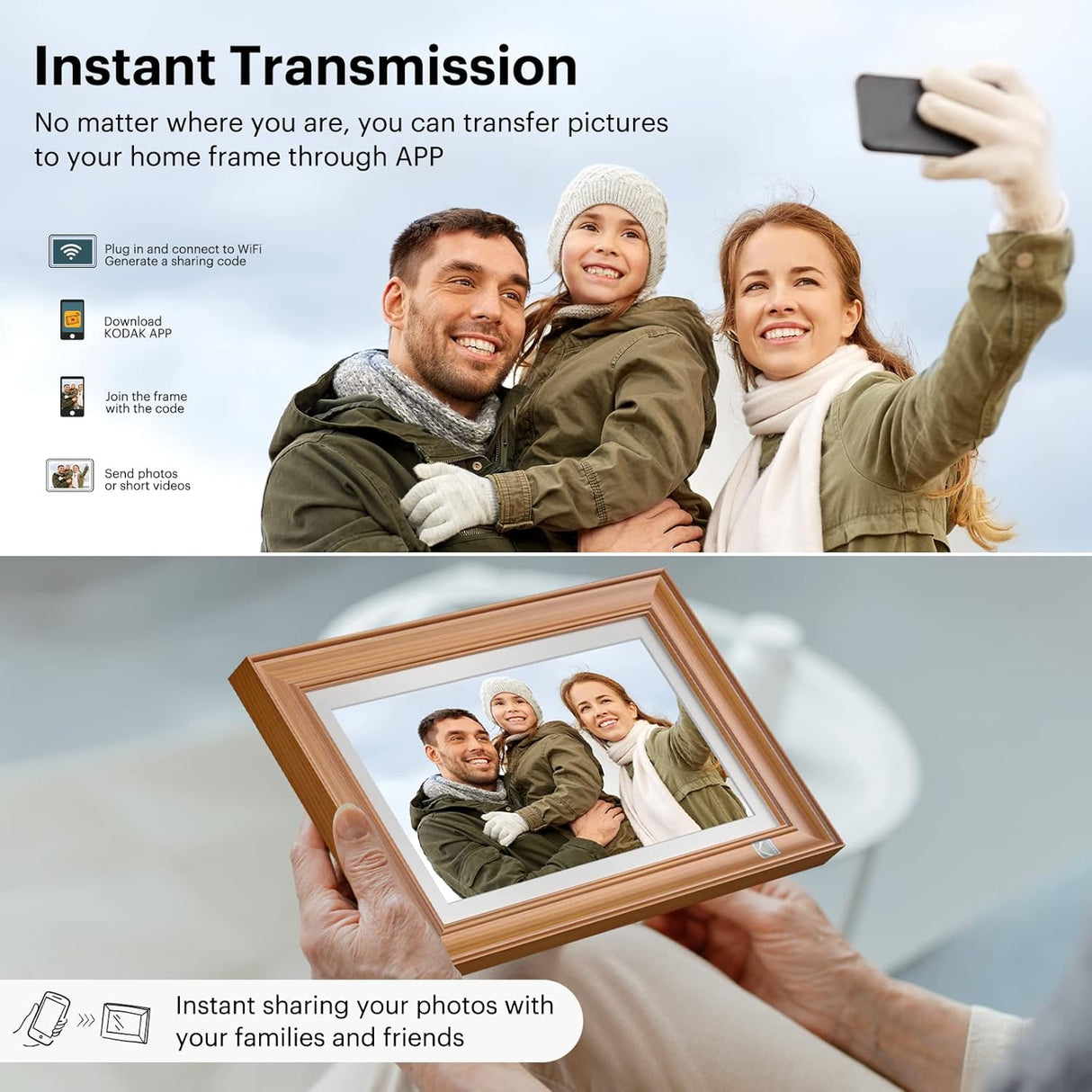 FHD Digital Photo Frame Touch Screen with Wi-Fi Enabled by KODAK | Digital Photo Frame | SASKA Trading