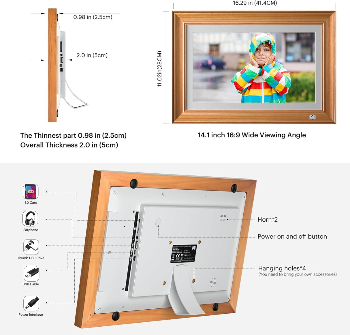 FHD Digital Photo Frame Touch Screen with Wi-Fi Enabled by KODAK | Digital Photo Frame | SASKA Trading