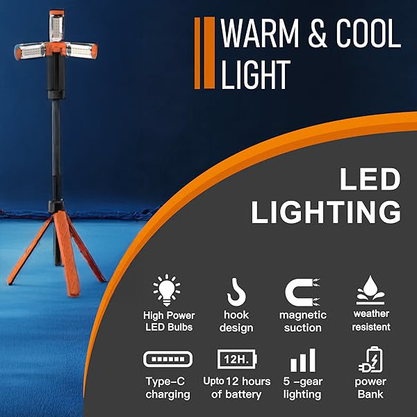 Portable LED Emergency Light – 2500 Lumens, Rechargeable.