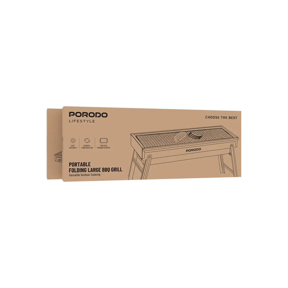 شواية فحم محمولة للطهي في الهواء الطلق، تصميم قابل للطي من Porodo