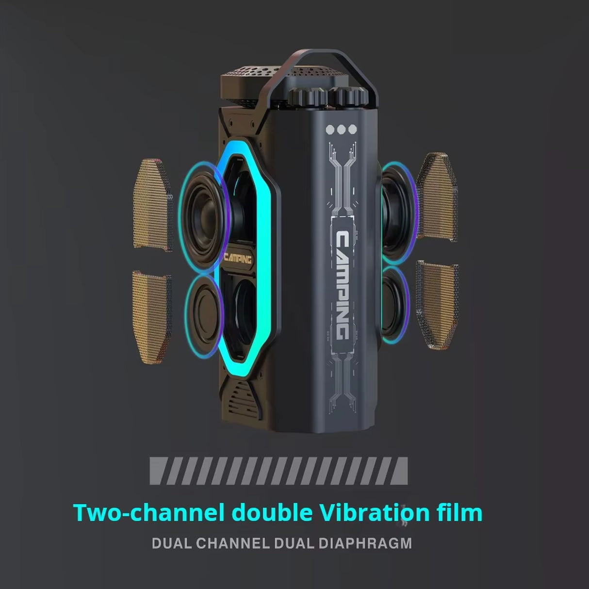 Multi-Function Camping Light and Speaker with RGB Glow