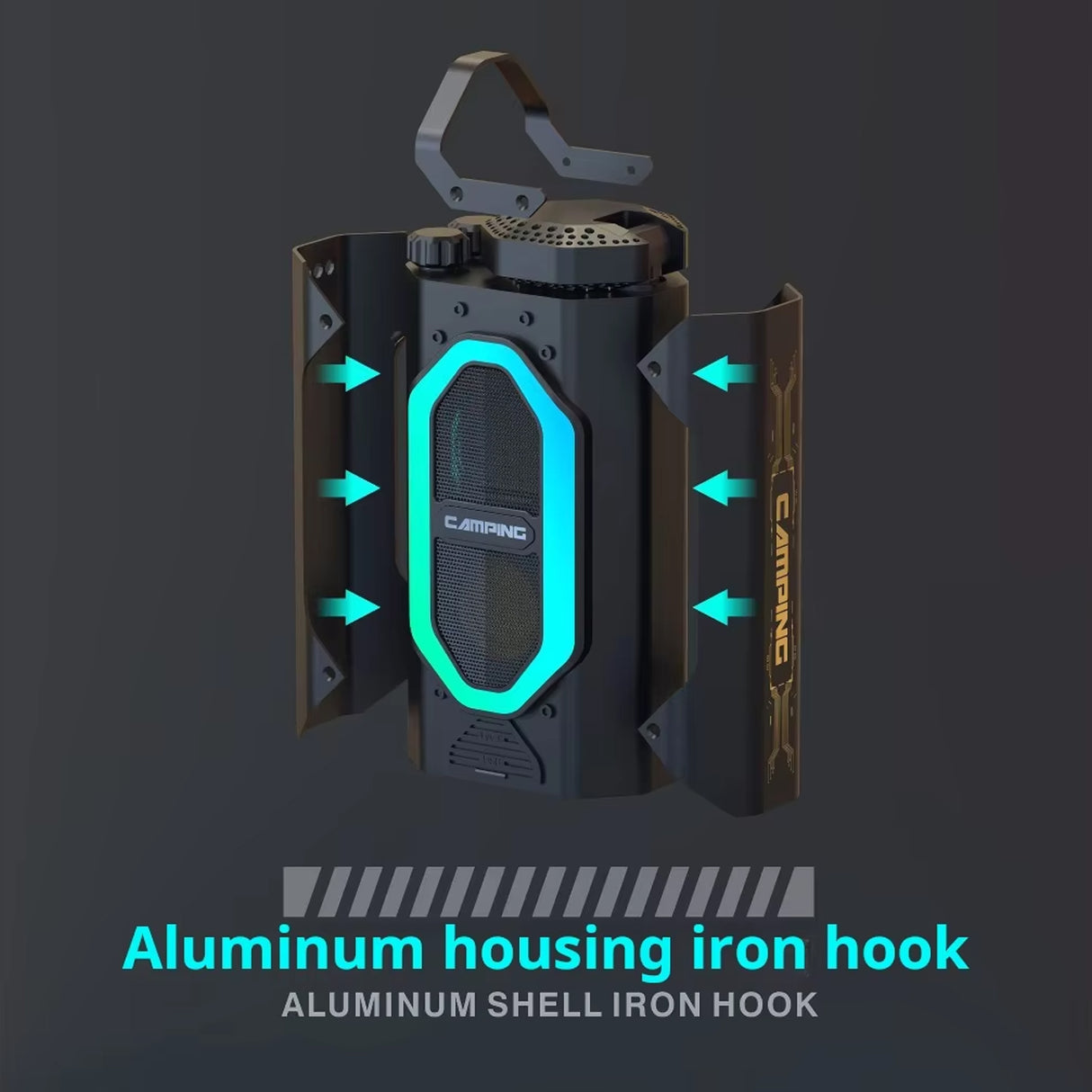 Multi-Function Camping Light and Speaker with RGB Glow