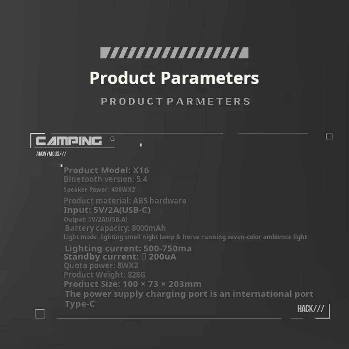 Multi-Function Camping Light and Speaker with RGB Glow