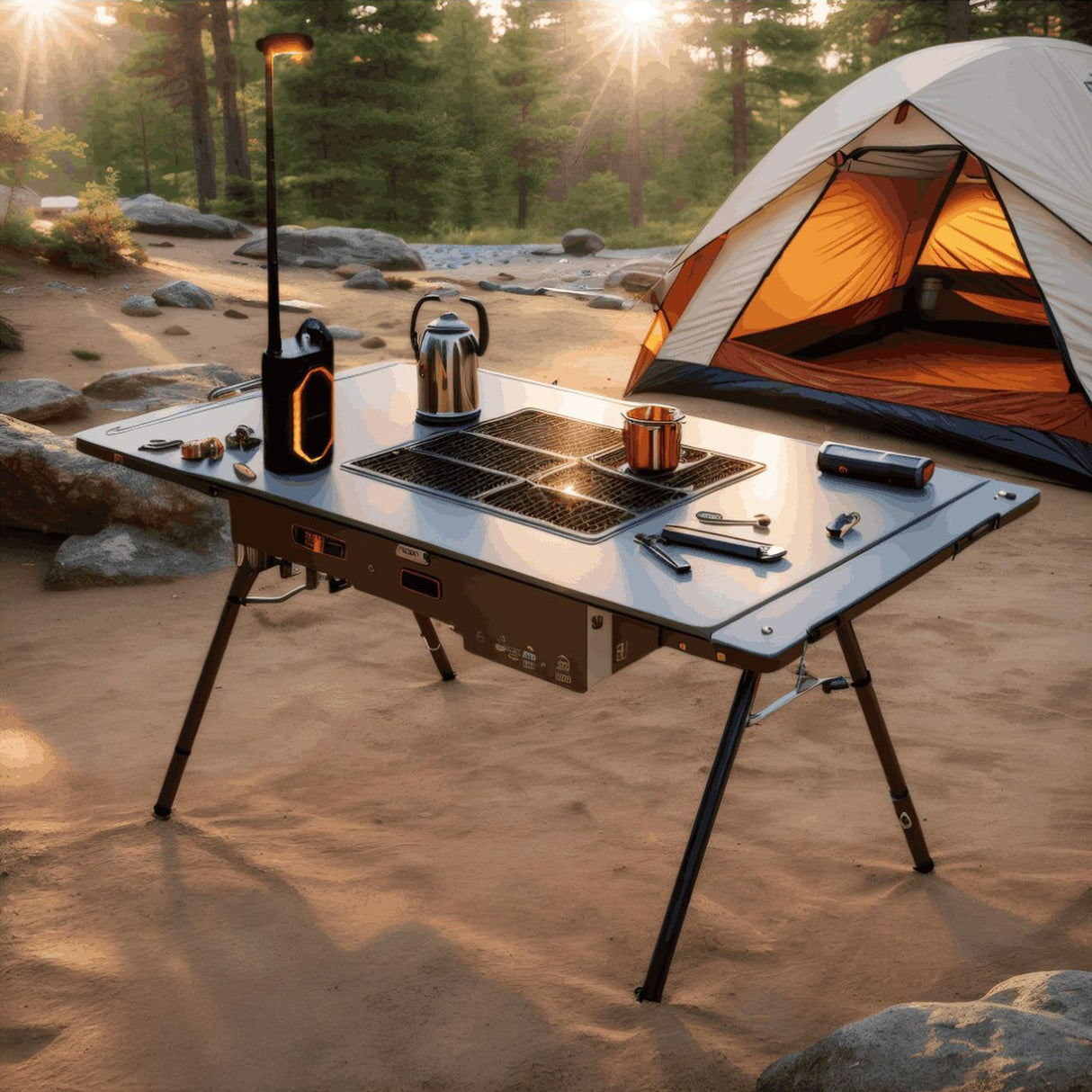 Multi-Function Camping Light and Speaker with RGB Glow