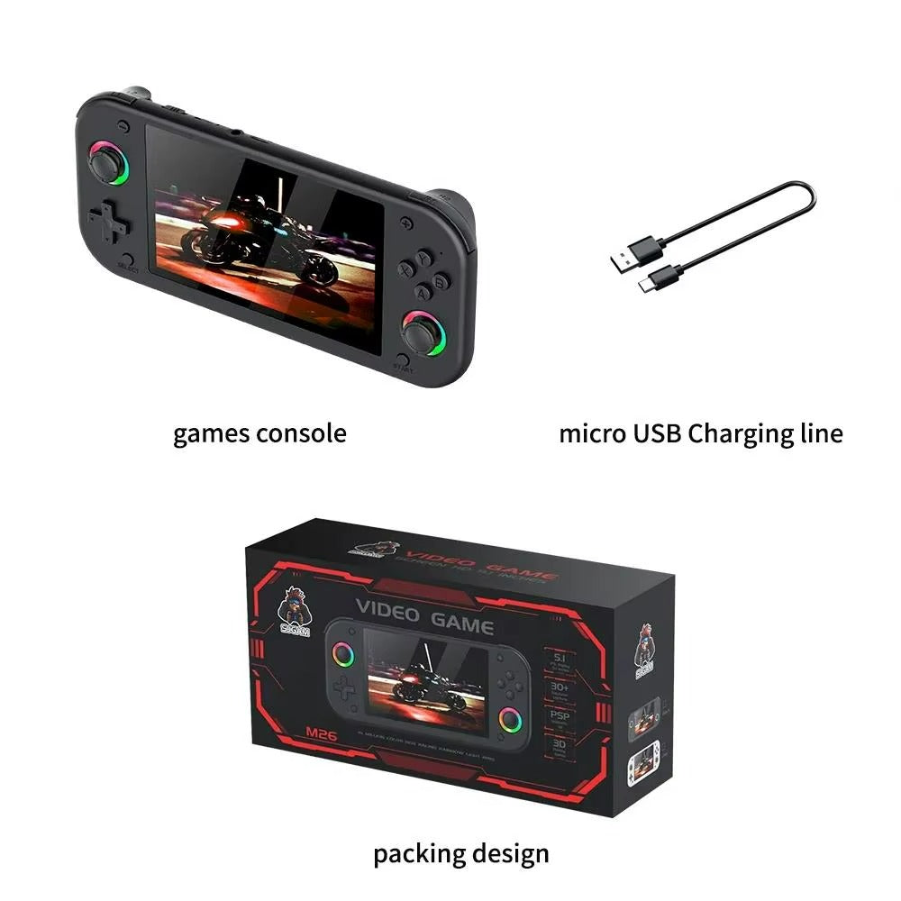M26 Handheld Video Game Console 5.1" HD Display 128GB Retro Gaming System with 30+ Emulators by SJGAM
