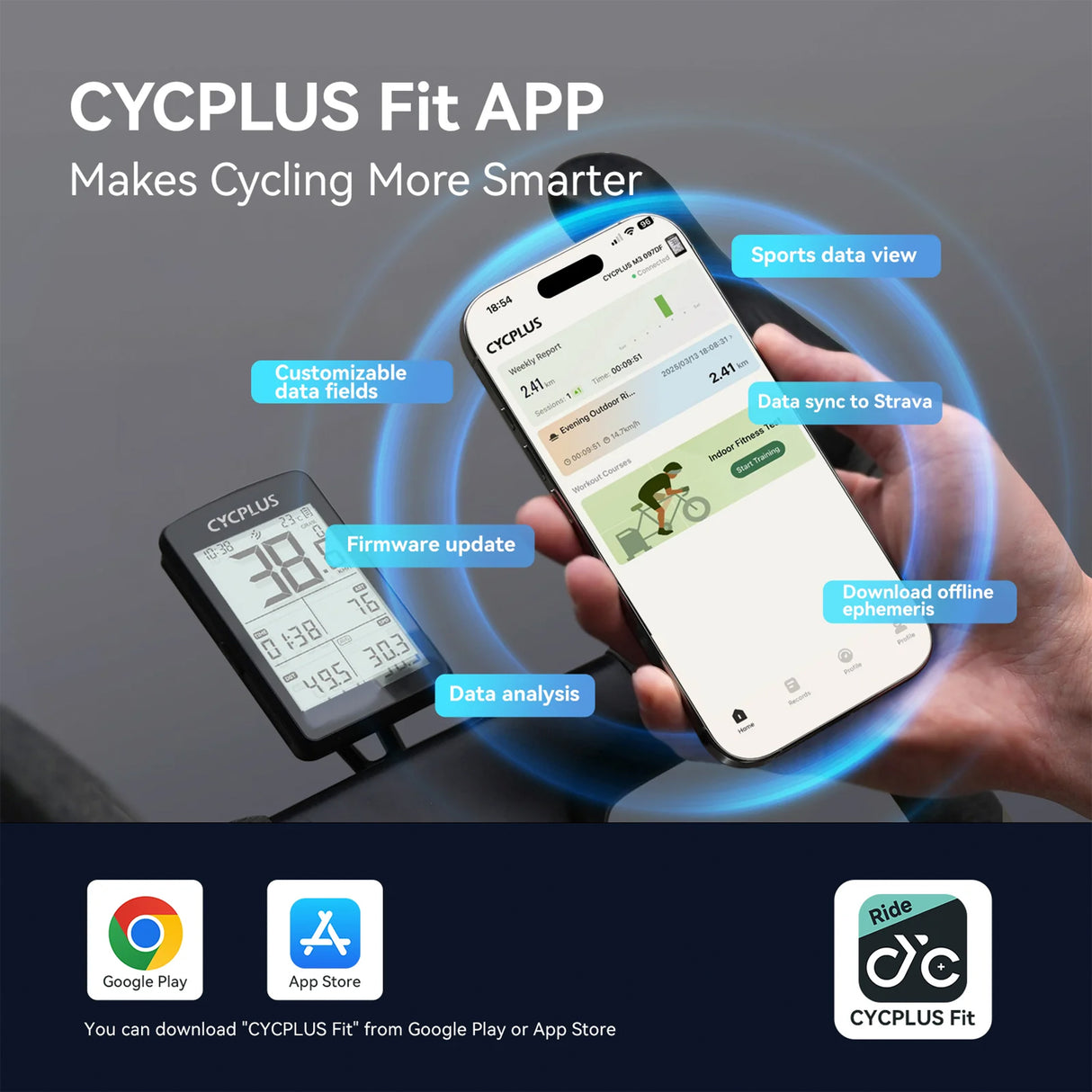 M3 GPS Bike Computer – Wireless Cycling Speedometer with Bluetooth by CYCPLUS