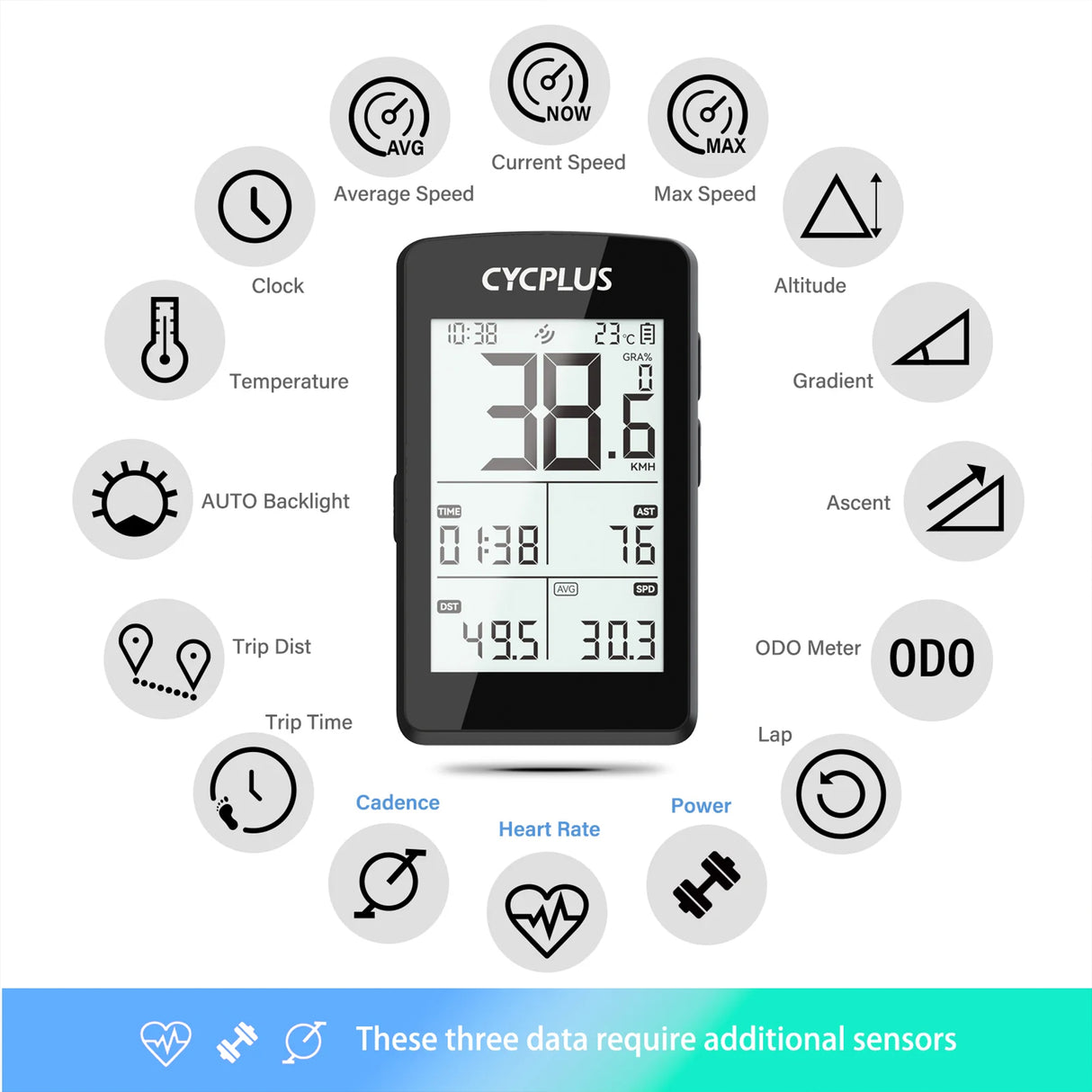 M3 GPS Bike Computer – Wireless Cycling Speedometer with Bluetooth by CYCPLUS