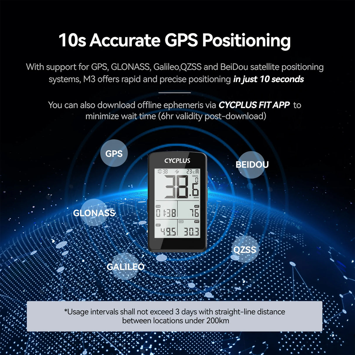 M3 GPS Bike Computer – Wireless Cycling Speedometer with Bluetooth by CYCPLUS