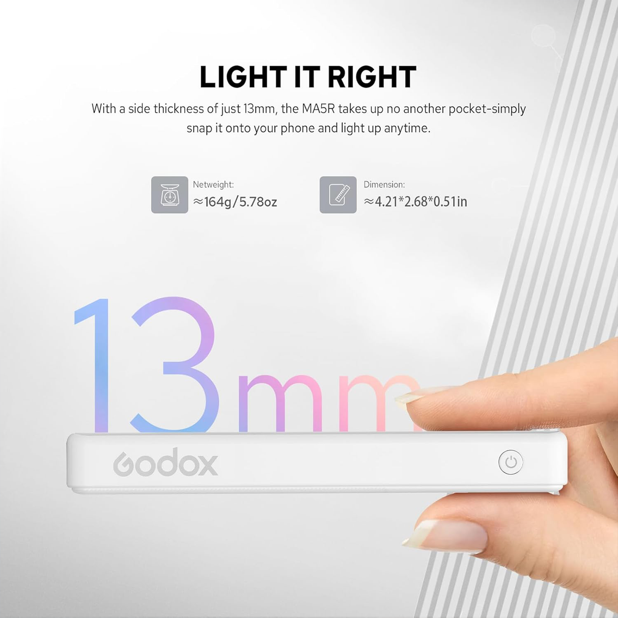 Magnetic Charging Full color LED - Selfie Light & Power Bank by Godox | RGB selfie light | SASKA Trading