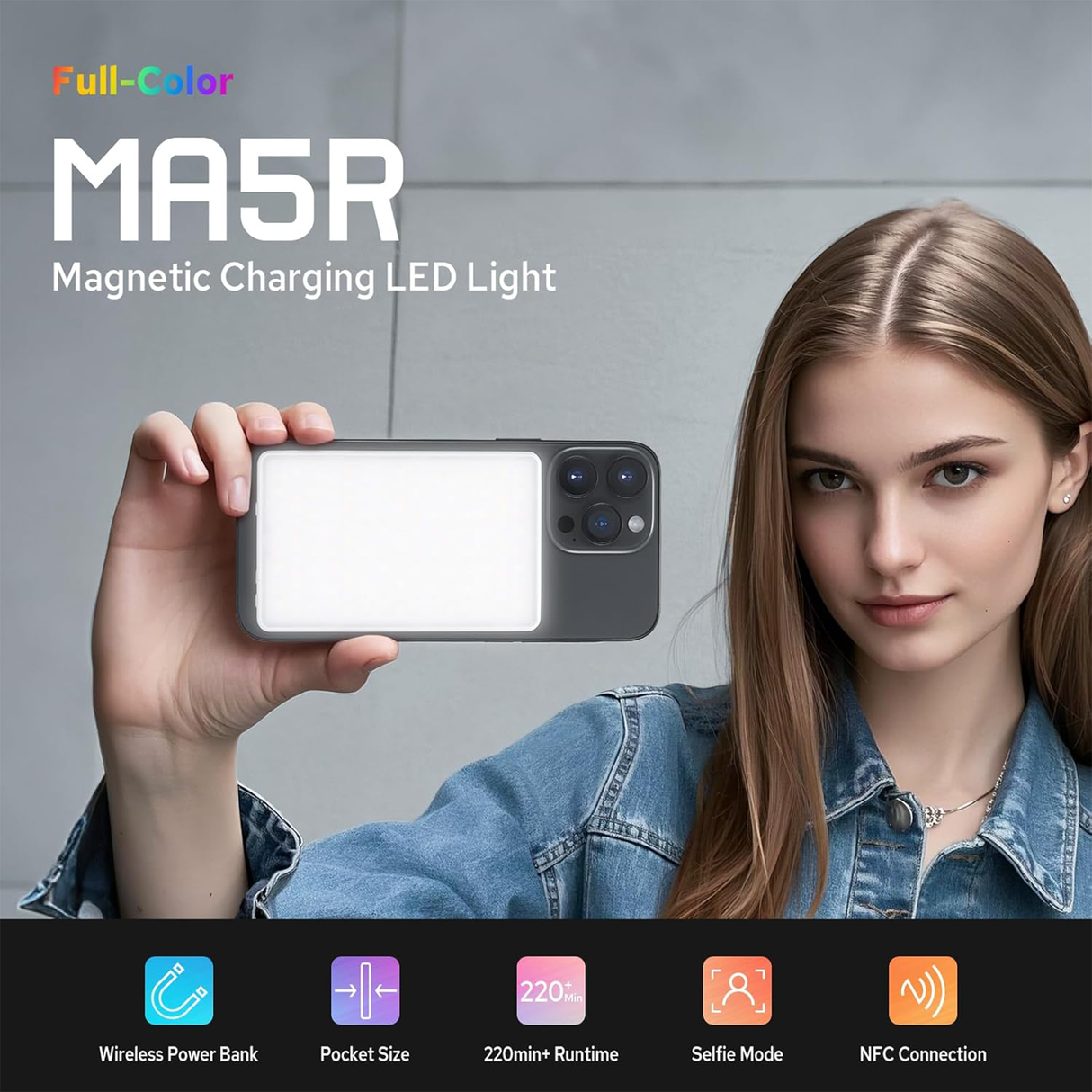Magnetic Charging Full color LED - Selfie Light & Power Bank by Godox | RGB selfie light | SASKA Trading