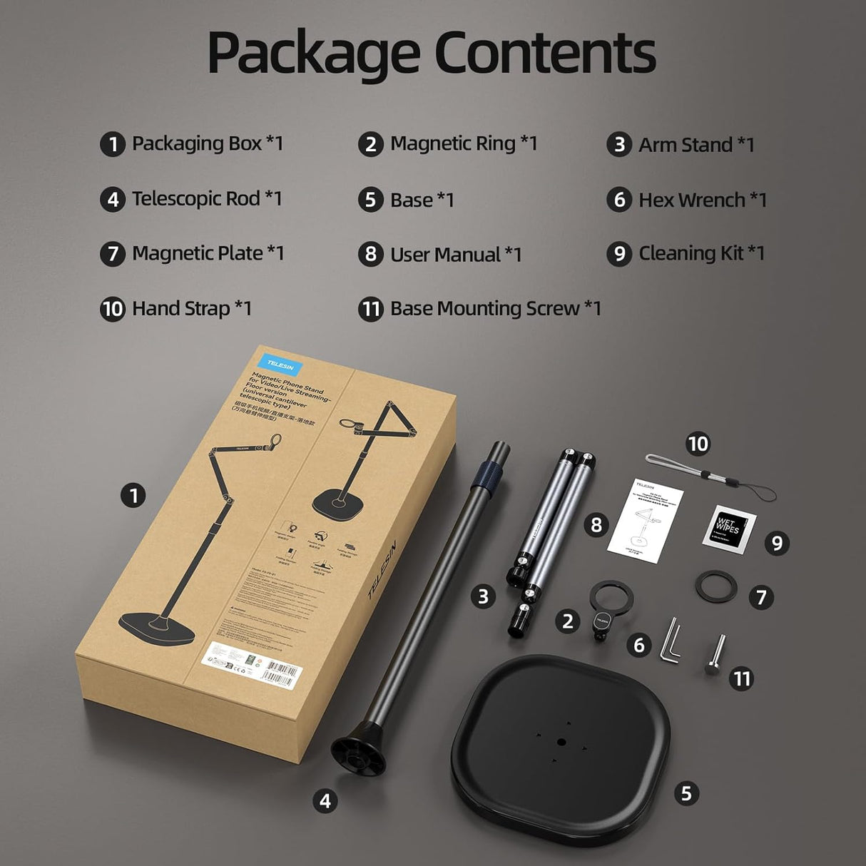 Magnetic Floor Stand for Phone & Tablet by TELESIN | Phone Stand | SASKA Trading