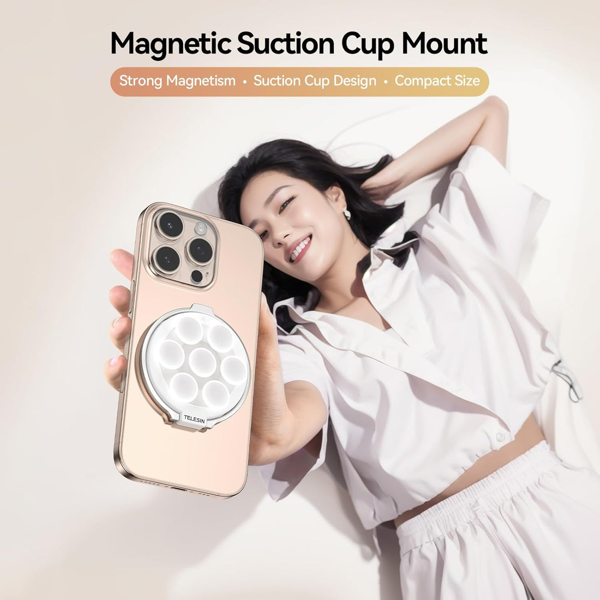 Magnetic Suction Phone Holder with Makeup Mirror by Telesin | Phone Holder | SASKA Trading