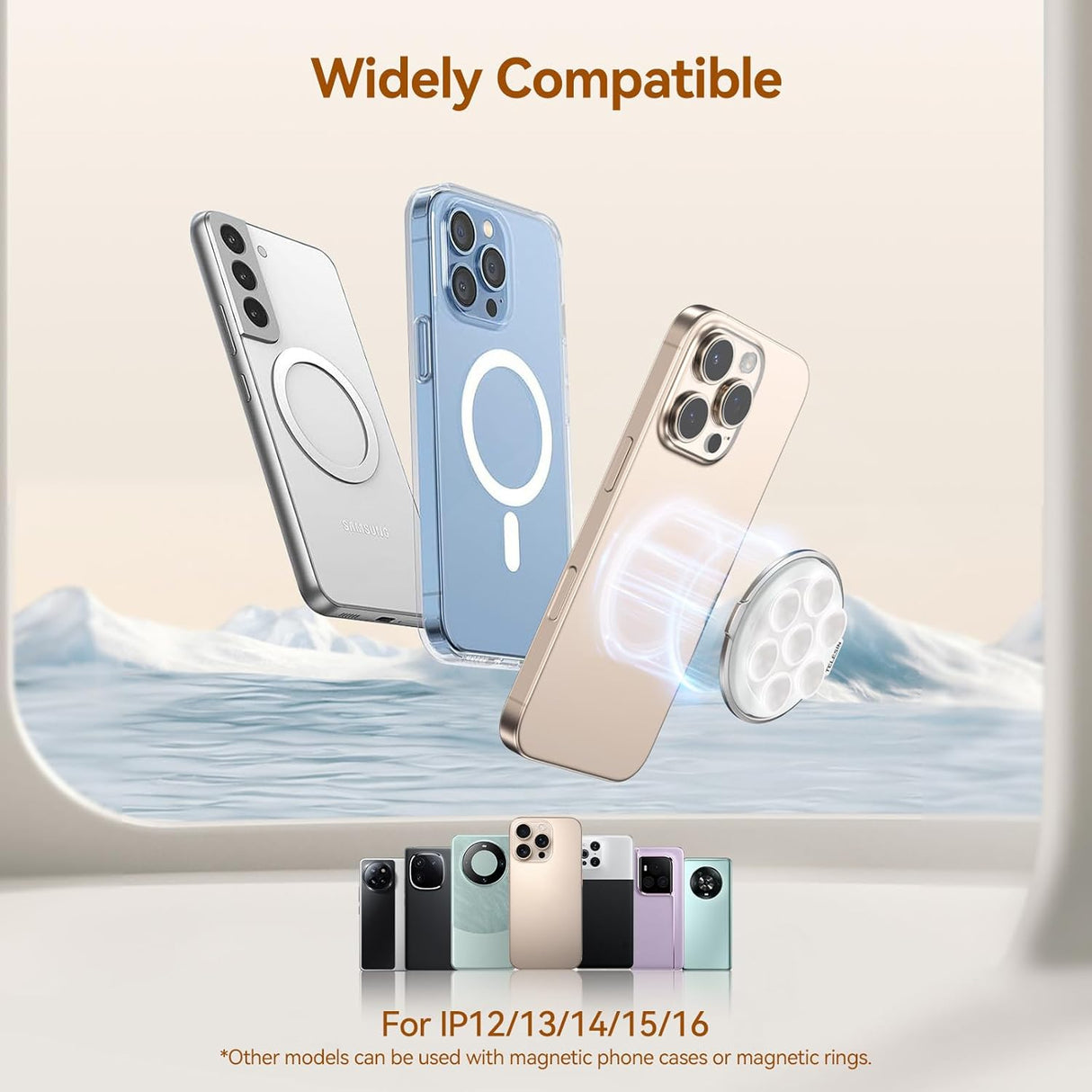 Magnetic Suction Phone Holder with Makeup Mirror by Telesin | Phone Holder | SASKA Trading