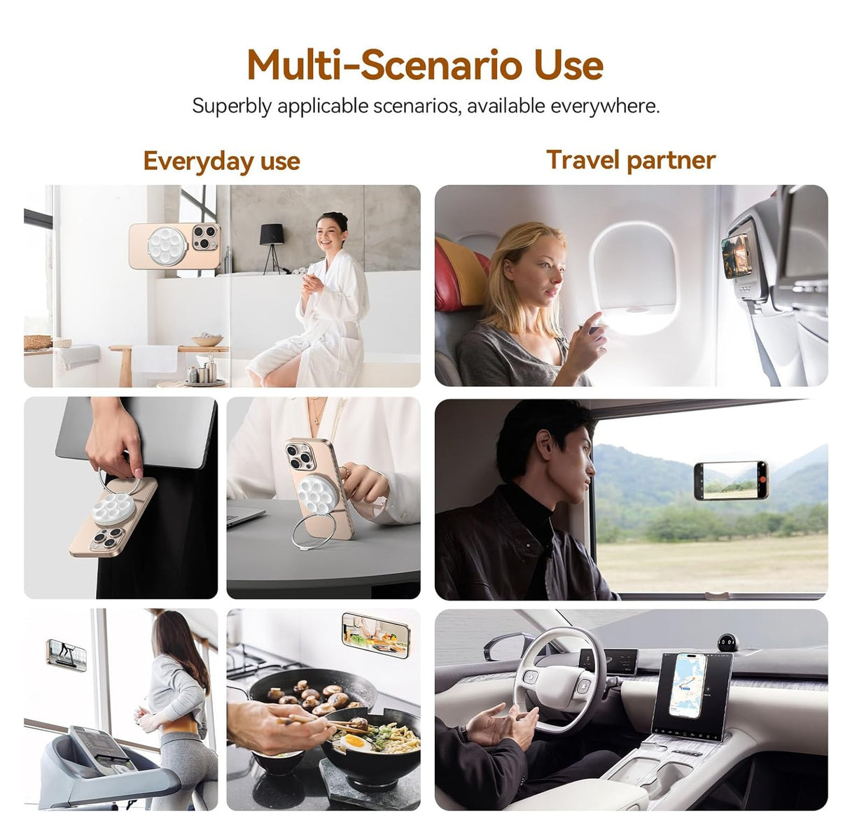 Magnetic Suction Phone Holder with Makeup Mirror by Telesin | Phone Holder | SASKA Trading