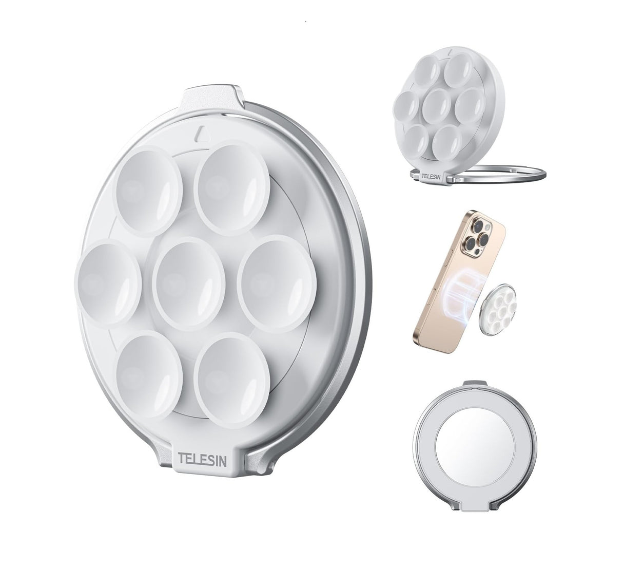 Magnetic Suction Phone Holder with Makeup Mirror by Telesin | Phone Holder | SASKA Trading