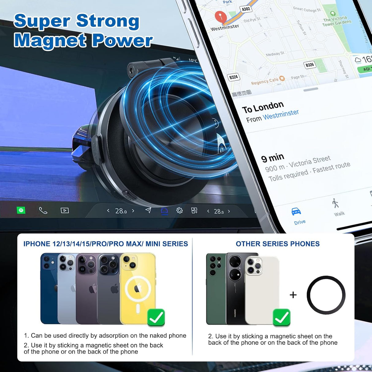 Magnetic Vacuum Suction Phone Holder C1 - 360 Degree Rotatable | Phone Holder | SASKA Trading