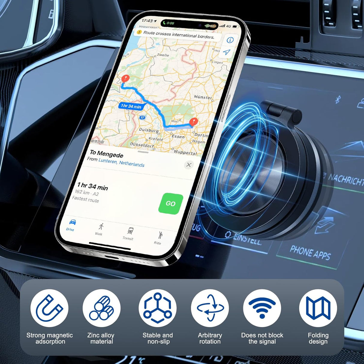 Magnetic Vacuum Suction Phone Holder C1 - 360 Degree Rotatable | Phone Holder | SASKA Trading