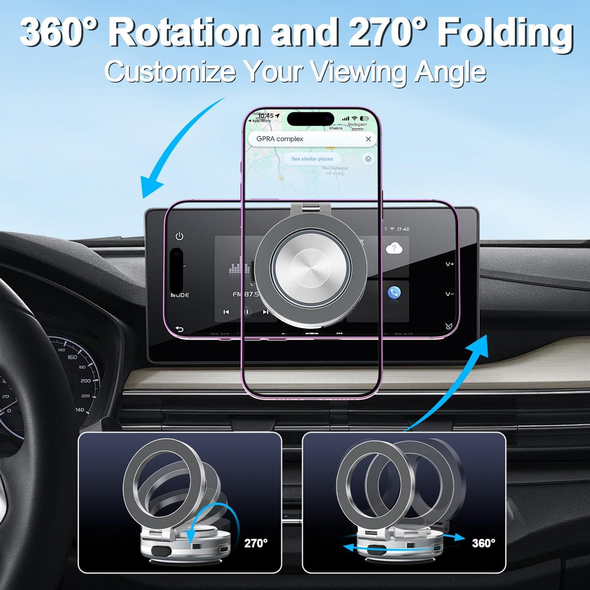 Magnetic Vacuum Suction Phone Holder C1 - 360 Degree Rotatable | Phone Holder | SASKA Trading