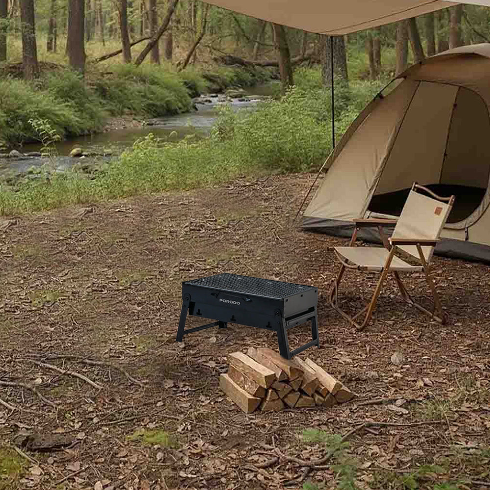 شواية صغيرة محمولة وقابلة للطي وسهلة الاستخدام وصغيرة الحجم، مثالية للتخييم في الهواء الطلق من Porodo