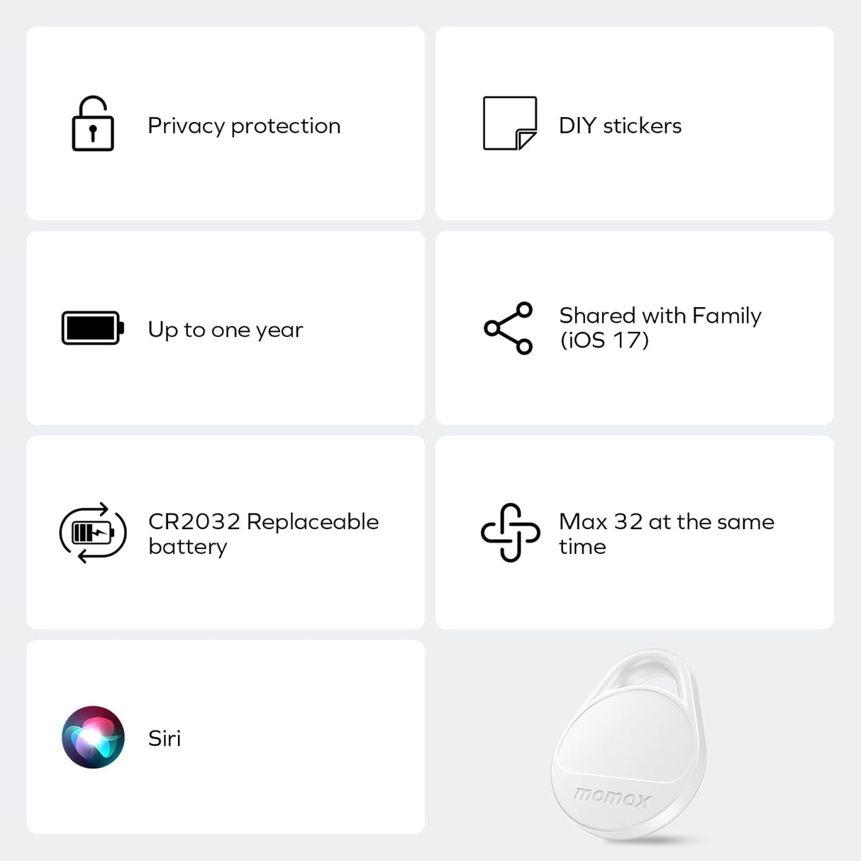 Pinpop Lite Bluetooth Tracker – Smart Item Finder with Apple Find My Support by momax | Tracker | SASKA Trading