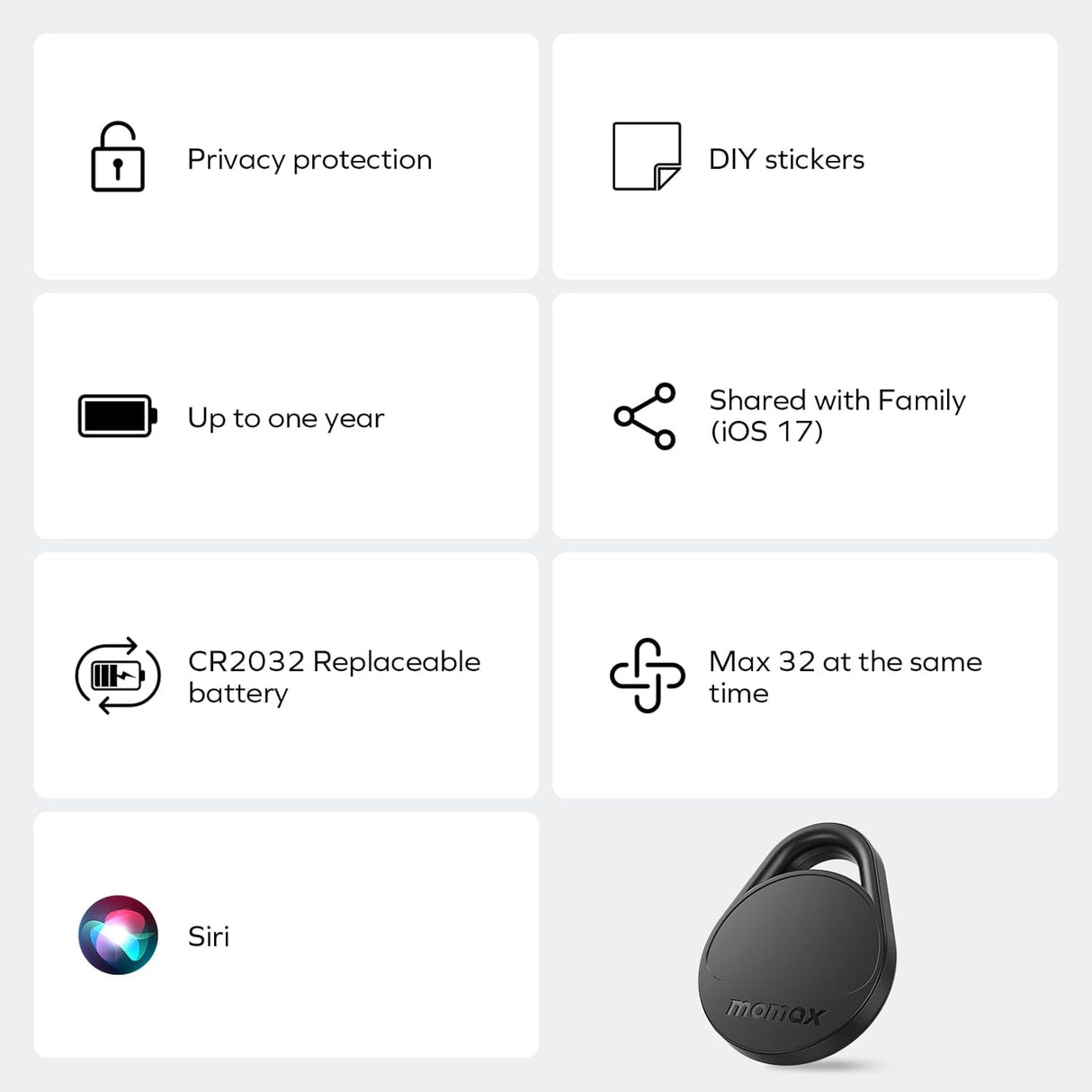 Pinpop Lite Bluetooth Tracker – Smart Item Finder with Apple Find My Support by momax | Tracker | SASKA Trading