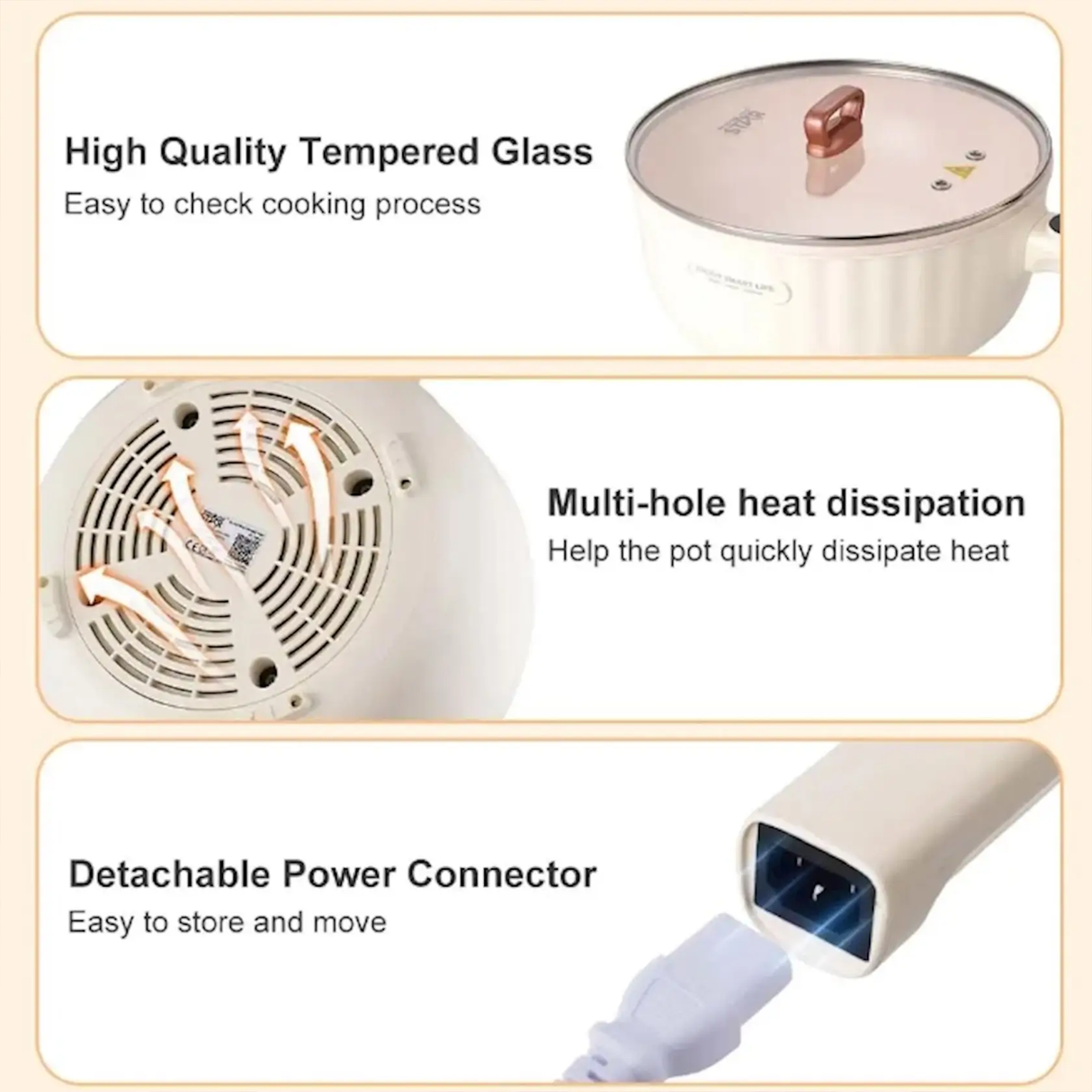 Multi-Functional Electric Pot, 4L, 1400W, Stainless Steel by WINNING STAR | Electric Cooker | SASKA Trading