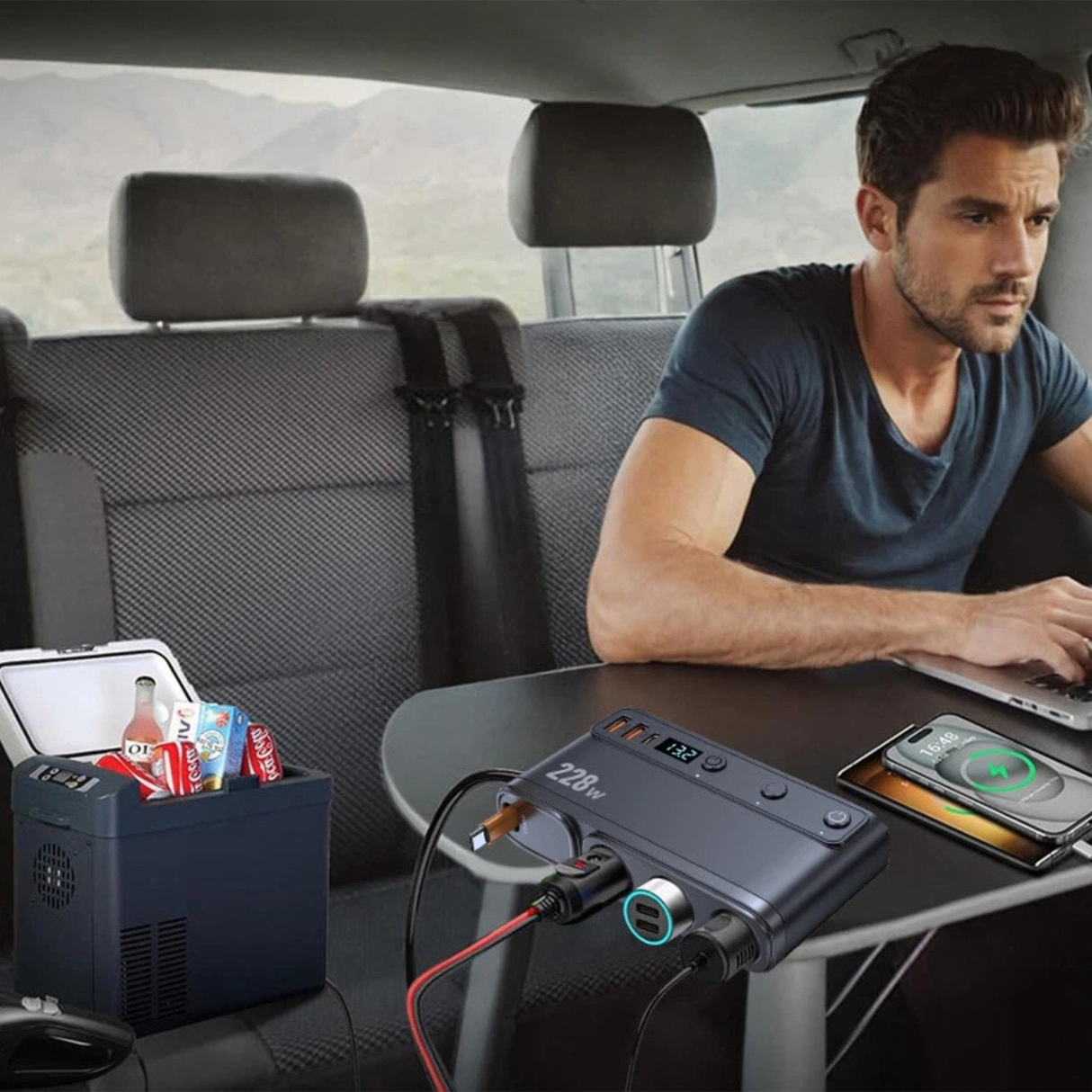 Multi-Port Smart Car Charger Adapter 228W with Digital Display | Car Lighter Splitter | SASKA Trading