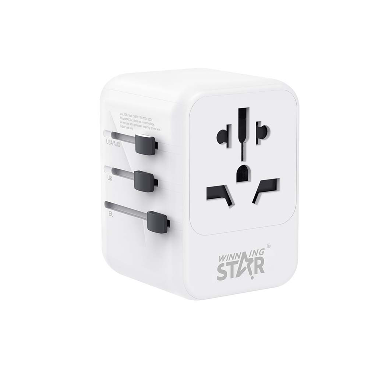 Multifunctional Travel Socket ST-1009U 2500W with 5 Ports, USB & Type-C by Winning Star | Universal Socket | SASKA Trading
