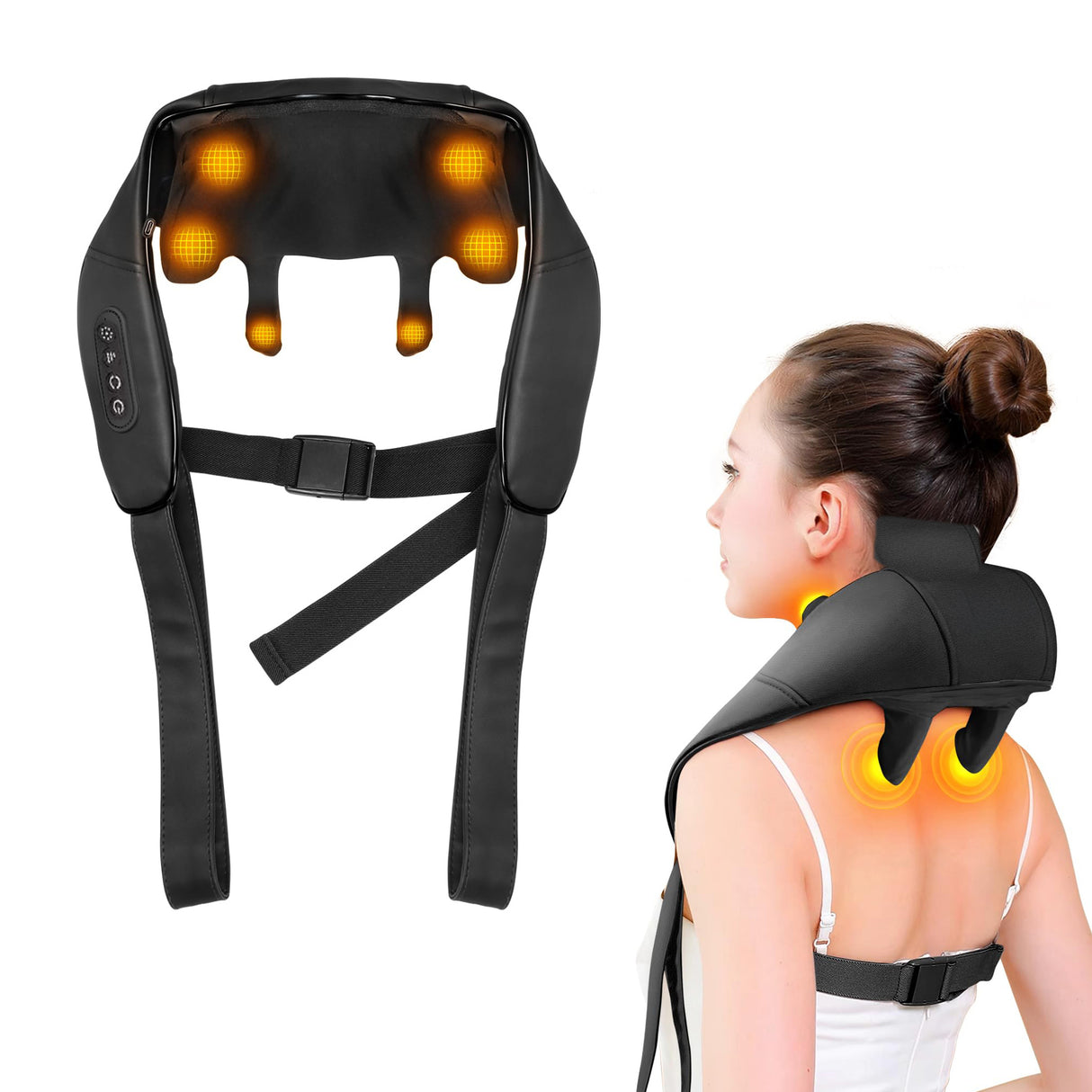 4D Neck & Shoulder Massager with Heat, 3 Speeds, Quiet, Rechargeable by Green Lion