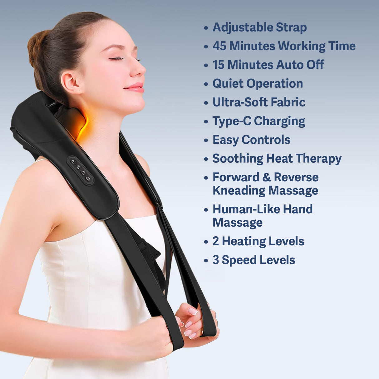 4D Neck & Shoulder Massager with Heat, 3 Speeds, Quiet, Rechargeable by Green Lion