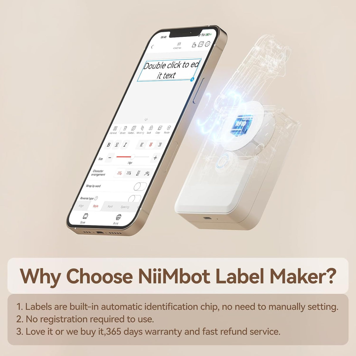 D110 Mini Thermal Label Printer Machine with Tape (1.5 x 3 cm) by NIIMBOT | Label Printer | SASKA Trading