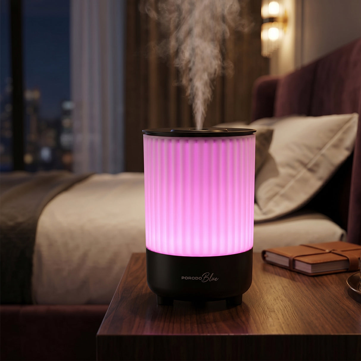 Noa Aroma Diffuser with 7 Color Lights & 150mL Water Tank – USB-C Portable Aromatherapy Humidifier by Porodo