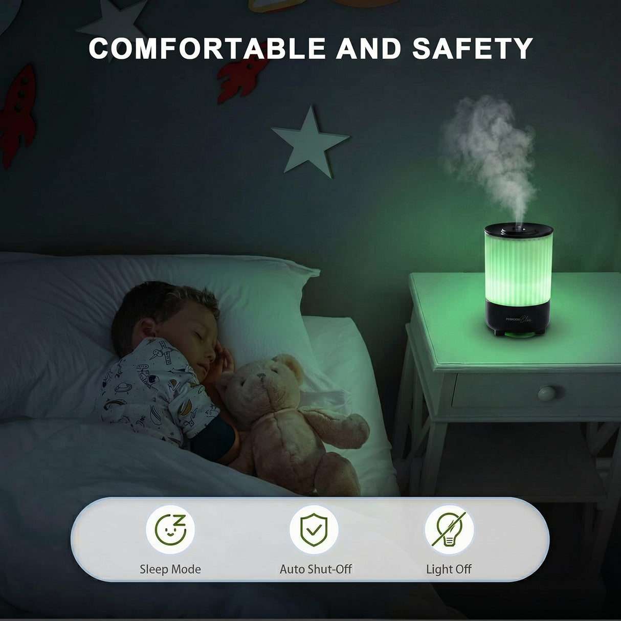 Noa Aroma Diffuser with 7 Color Lights & 150mL Water Tank – USB-C Portable Aromatherapy Humidifier by Porodo