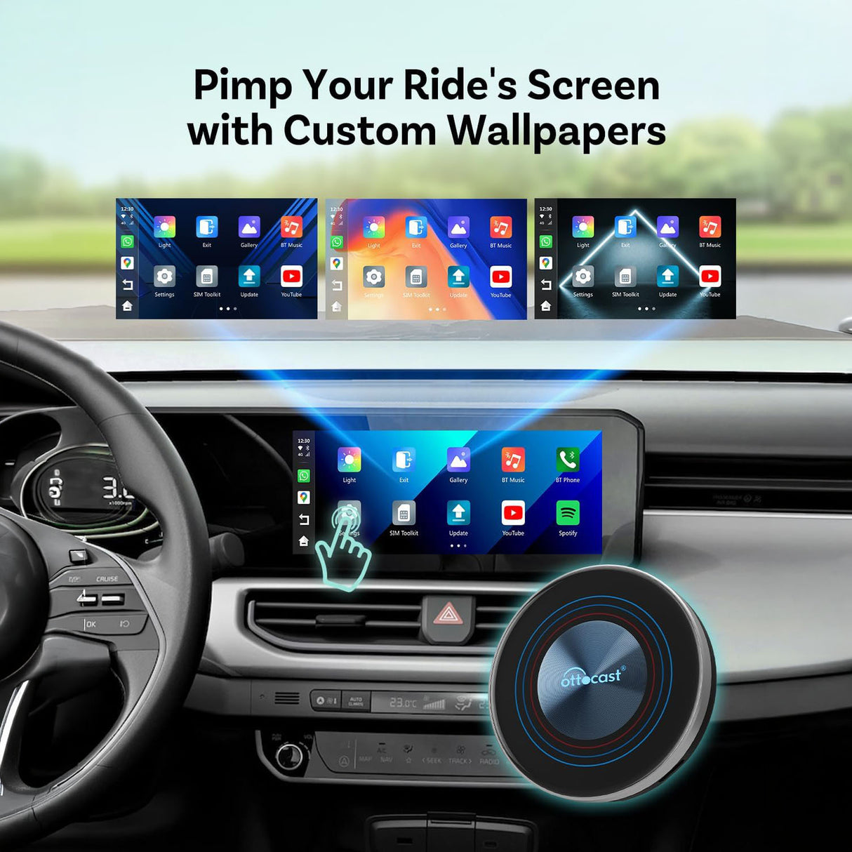 i3 AI Box Android 13 Wireless CarPlay Adapter with 4G SIM, 8-Core Processor, YouTube, Netflix, Disney+, TikTok, Split Screen & Google Play Support by OTTOCAST