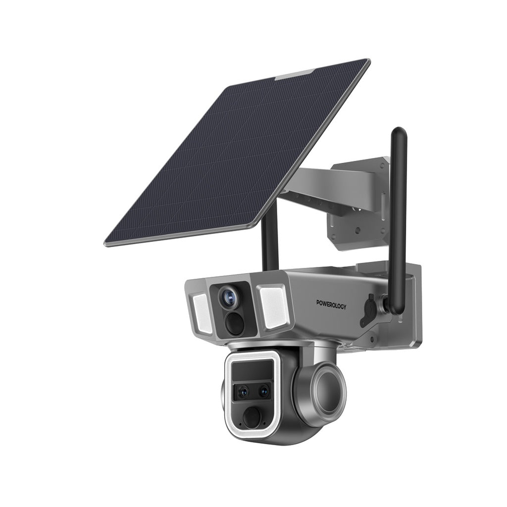Solar Powered Outdoor Camera PP069 with 360° Dual Lens by Powerology | Outdoor Camera | SASKA Trading