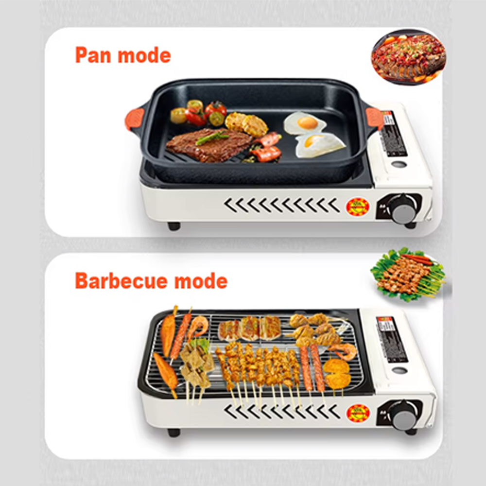 Outdoor Camping Gas Stove with BBQ Grills Grid and Fry Pan | Gas Stove | SASKA Trading