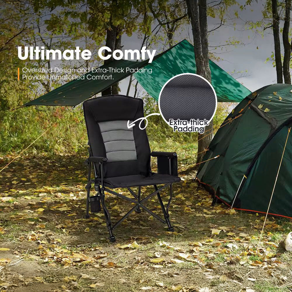 Heavy Duty Camping Chair for Adults – Oversized Folding Chair with Adjustable Backrest