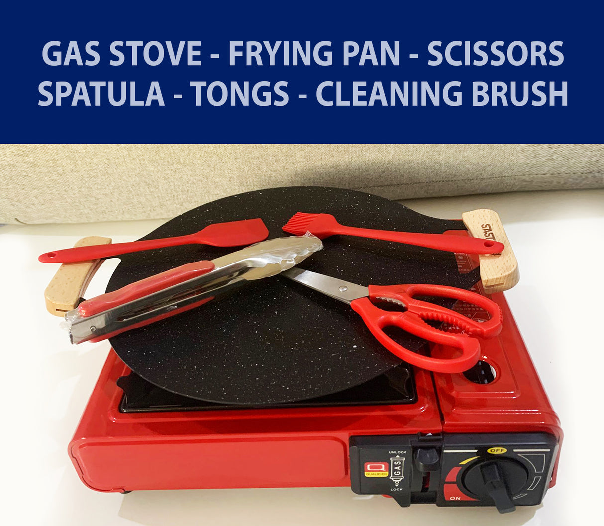 Portable Outdoor Gas Stove Cooking Set with Grill Pan and Camping Tools in One Kit