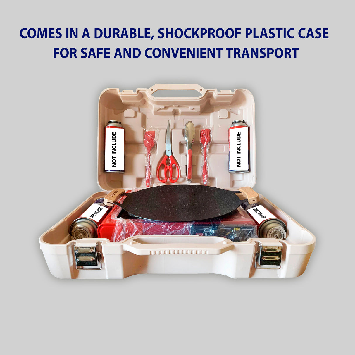 Portable Outdoor Gas Stove Cooking Set with Grill Pan and Camping Tools in One Kit